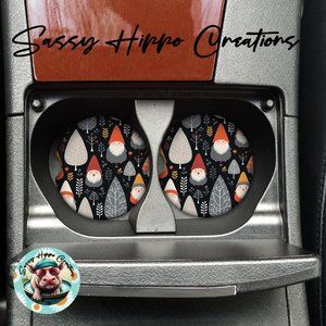 Car Coasters Gnomes for the Holidays Christmas Set of 2 Neoprene Absorbent